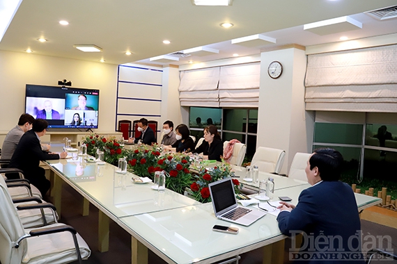 Cuộc họp trực tuyến giữa Phòng Thương mại hai nước Việt Nam - Hoa Kỳ. (Ảnh: Nguyễn Long).