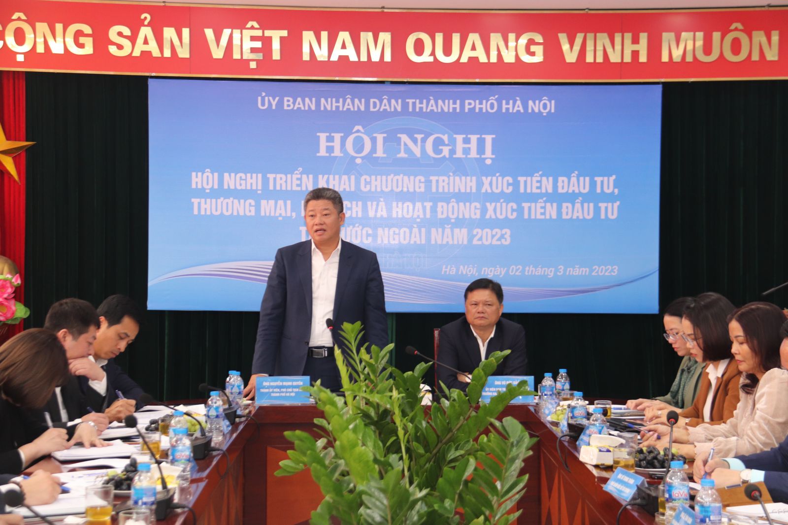 ông Nguyễn Mạnh Quyền, Phó Chủ tịch UBND Thành phố Hà Nộip/tại Hội nghị triển khai chương trình xúc tiến năm 2023