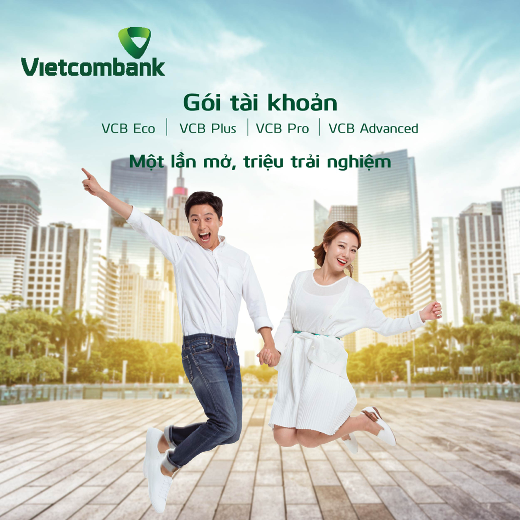 Vietcombank ra mắt 4 gói tài khoản VCB Eco, VCB Plus, VCB Pro, VCB Advanced dành cho khách hàng cá nhân với nhiều ưu đãi vượt trội khi giao dịch thẻ và giao dịch trên ngân hàng số VCB Digibank.