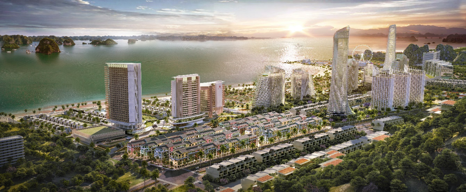 Dự án Sonasea Vân Đồn Harbor City có vị trí đắt giá ven biển, cách chùa Cái Bầu chỉ 5 phút di chuyển