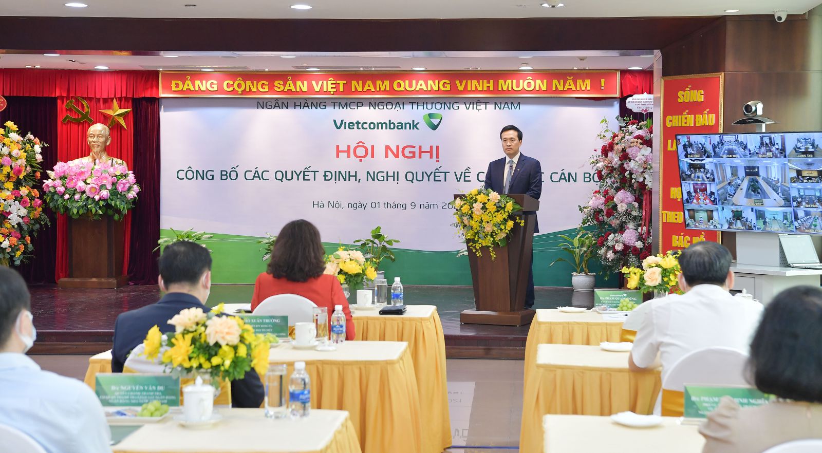 Ôngp/Phạm Quang Dũng - Tân Chủ tịch HĐQT Vietcombank phát biểu tại buổi lễ