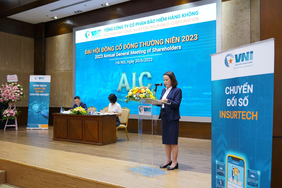 Chủ tịch HĐQT VNI - Bà Lê Thị Hà Thanh phát biểu tại Đại hội