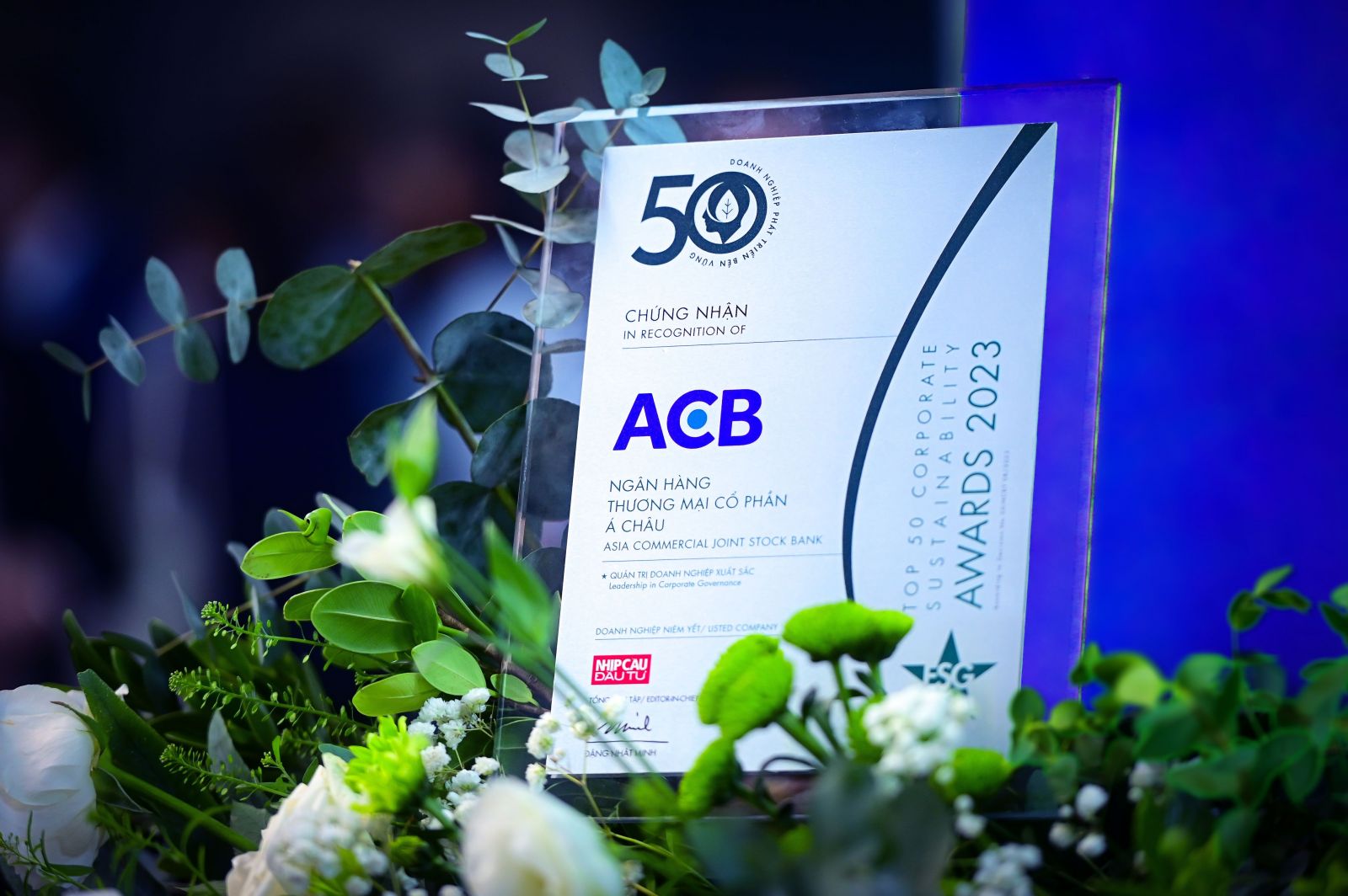 Giải thưởng Top 50 CSA là sự ghi nhận đối với những nỗ lực của ACB trong việc thực hành các hoạt động liên quan đến phát triển bền vững. 