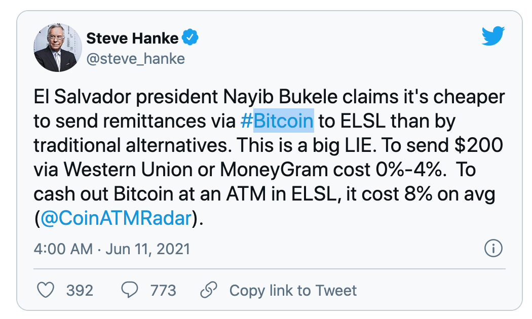 Nhà kinh tế học đã tweet trên trang cá nhân rằng viết sử dụng bitcoin sẽ không làm giảm phí chuyển tiền thậm chí còn mất phí cao hơn của mình về 