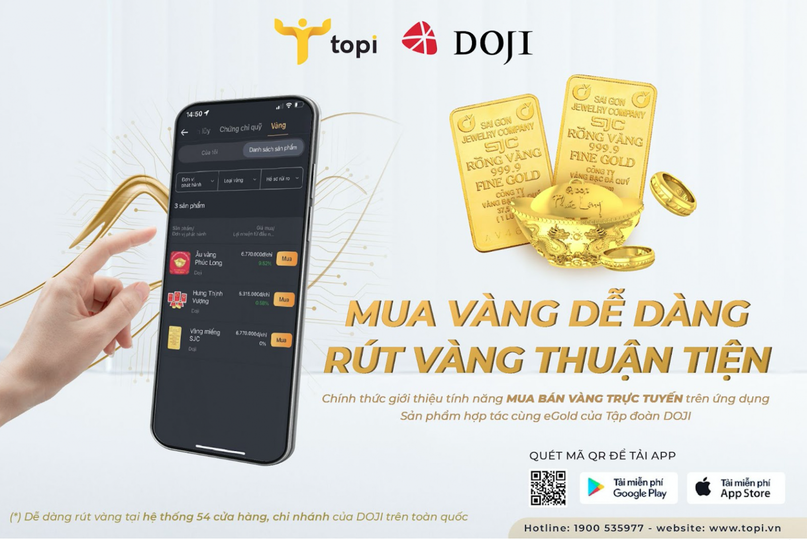 Tính năng mới trên ứng dụng giúp người dùng TOPI dễ dàng mua bán sản phẩm vàng vật chất