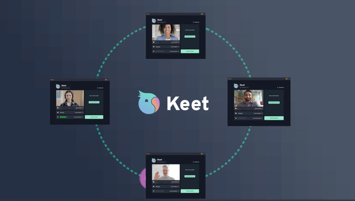 Keet kết nối người dùng trực tiếp với nhau để tổ chức hội nghị truyền hình và trò chuyện bằng giao thức Pear Runtime, loại bỏ nhu cầu về máy chủ tập trung. Ảnh: Holepunch