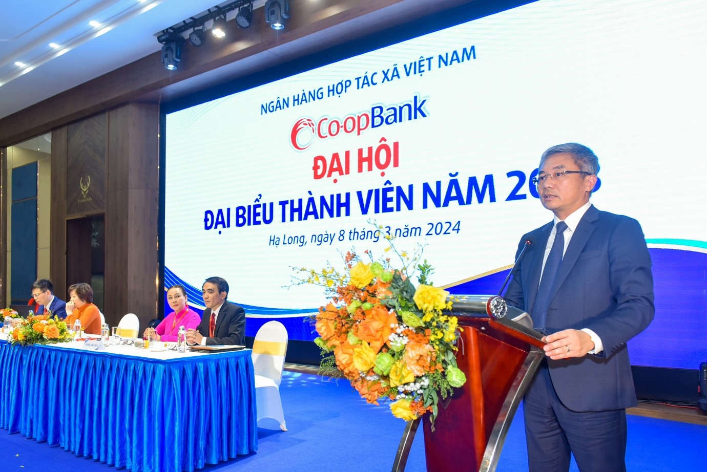 Ông Nguyễn Quốc Cường - Chủ tịch Hội đồng quản trị Co-opBank phát biểu tại Hội nghị