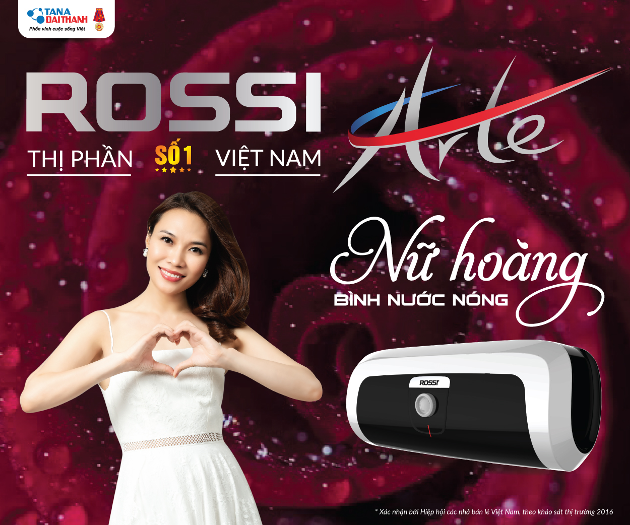 Bình nước nóng Rossi Arte – một thương hiệu cao cấp của Tập đoàn Tân Á Đại Thành.