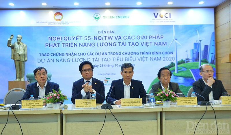 Diễn đàn Nghị quyết 55-NQ/TW và các giải pháp phát triển năng lượng tái tạo Việt Nam; trao chứng nhận cho các dự án Năng lượng tái tạo tiêu biểu năm 2020