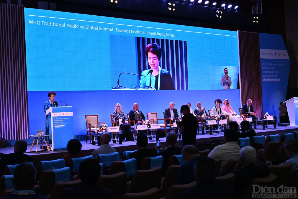 ThS.DS. Nguyễn Thị Hương Liên, Phó Chủ tịch cty cổ phần Sao Thái Dương phát biểu tại Hội nghị cấp cao toàn cầu về Y học cổ truyền lần thứ nhất do WHO tổ chức
