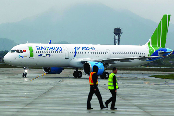 p/Máy bay Airbus A321 Neo của Bamboo Airways tại cảng Hàng không Quốc tế Nội Bài