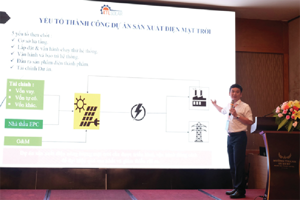  Ông Lê Hoàng Thông – Chủ tịch HĐQT - Giám đốc Công ty Cổ phần Năng Lượng XTL phát biểu tại hội nghị