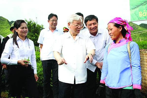 p/Tổng bí thư Nguyễn Phú Trọng đến thăm Công ty CP Đầu tư Phát triển chè Tam Đường.