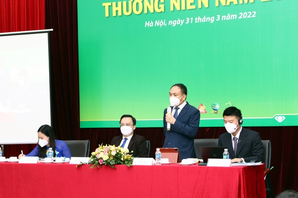 Ông Trần Túc Mã, Tổng Giám đốc Traphaco phát biểu tại Đại hội đồng cổ đôngđông thường niên 2022