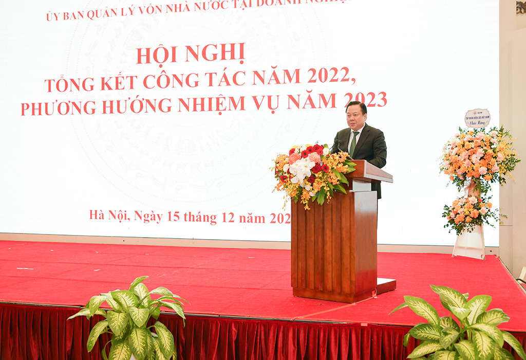Nguyễn Hoàng Anh - Ủy viên Trung ương Đảng, Chủ tịch Ủy ban Quản lý vốn nhà nước tại doanh nghiệp phát biểu khai mạc Hội nghị