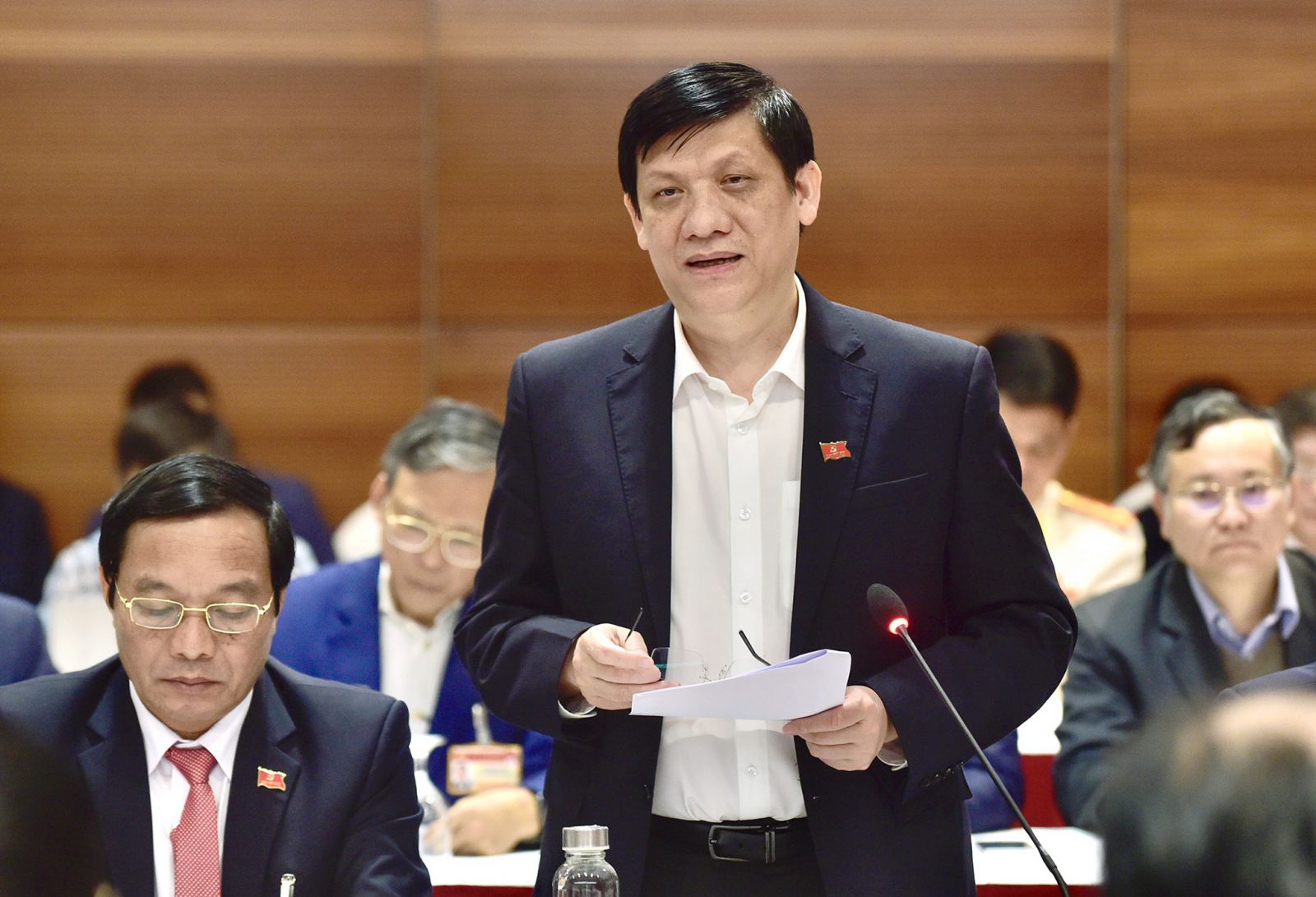 Bộ trưởng Bộ Y tế Nguyễn Thanh Long phát biểu tại cuộc họp. - Ảnh: VGP