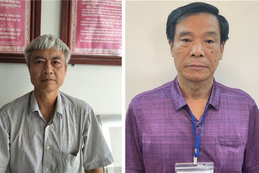 Cựu Chủ tịch HĐTV Cienco 1 Phạm Dũng và cựu Tổng Giám đốc Cienco 1 Cấn Hồng Lai (từ trái qua). Ảnh: Bộ Công an