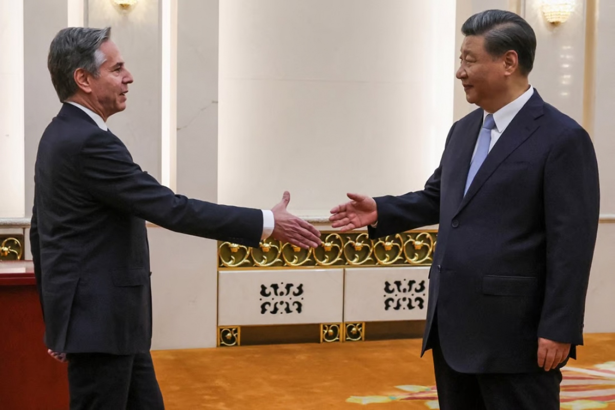 Chủ tịch Trung Quốc Tập Cận Bình gặp Ngoại trưởng Mỹ Antony Blinken ở Bắc Kinh, ngày 19/6. Ảnh: Reuters.