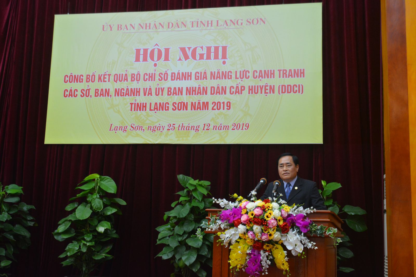 Ông Hồ Tiến Thiệu, Phó Chủ tịch UBND tỉnh Lạng Sơn phát biểu tại Hội nghị công bố DDCI 2019