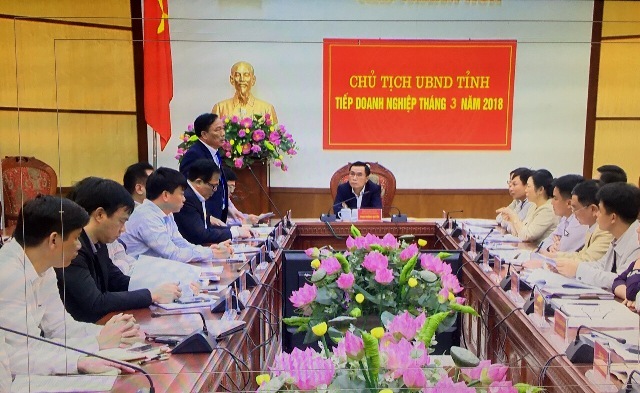 Ông Phạm Đăng Quyền, Phó Chủ tịch UBND tỉnh Thanh Hóa chủ trì buổi tiếp doanh nghiệp