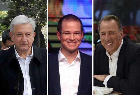 Các ứng viên nổi bật trong cuộc bầu cử Tổng thống Mexico (từ trái): Andres Manuel Lopez Obrador, Ricardo Anaya Cortés và Jose Antonio Meade Kuribrenã.