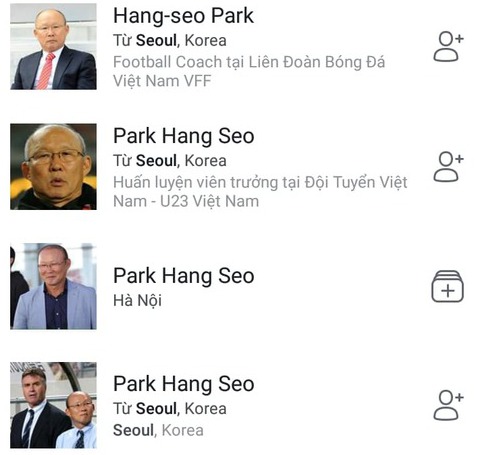 Nhiều tài khoản có hình và tên họ ông Park nhưng vị chiến lược gia người Hàn Quốc không dùng mạng xã hội!