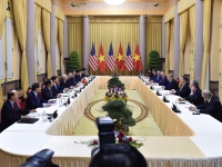 [Hội nghị Thượng đỉnh Mỹ - Triều] Tổng Bí thư, Chủ tịch nước Nguyễn Phú Trọng tiếp đón Tổng thống D. Trump tại Phủ Chủ tịch
