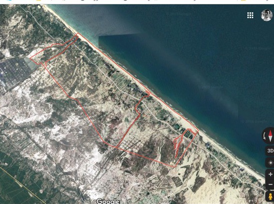 Xã Hải An nương theo dài bờ biển dài và nguồn đất đai cằn cỗi (Ảnh vệ tinh)