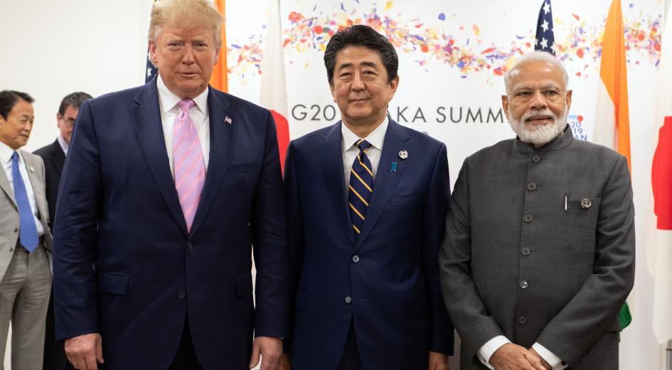 Tổng thống Trump với Thủ tướng Nhật Bản, Shinzo Abe và Thủ tướng Ấn Độ, Narendra Modi