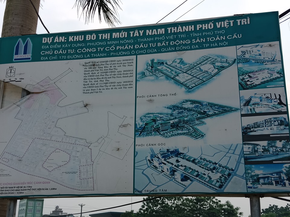 Một dự án của CĐT GP.Invets tại Việt Trì (Phú Thọ) qua đến 5 “đời” Chủ tịch tỉnh vẫn chưa xong do thủ tục pháp lý bị “tắc” liên quan đến Luật đất đai 2013. 