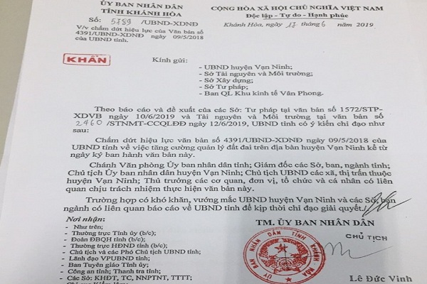 Lệnh cấm giao dịch liên quan đến đất đai tại huyện Vạn Ninh chính thức được gỡ bỏ