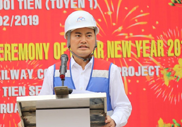 Ông Bùi Xuân Cường, Giám đốc Ban Quản lý đường sắt đô thị TP.HCM phát biểu tại buổi lễ