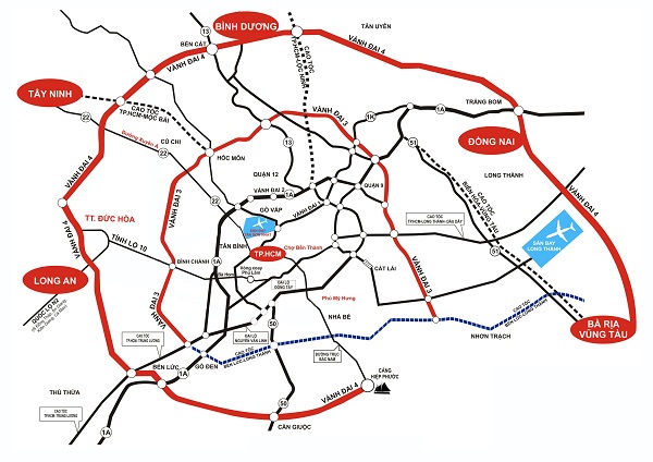 Đường vành đai 3 kết nối TP HCM với các tỉnh lân cận
