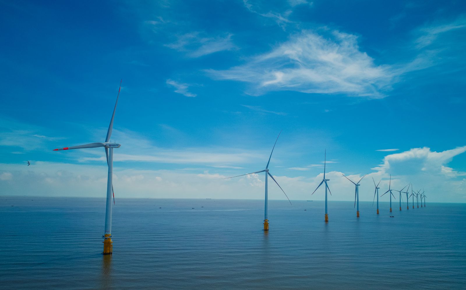 Những Tuabin gió tại Nhà máy điện gió Trà Vinh V1-2, góp phần vào phát triển kinh tế xanh
