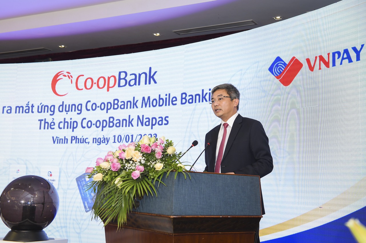 Ông Nguyễn Quốc Cường - Chủ tịch Hội đồng Quản trị Co-opBank phát biểu tại buổi lễ.