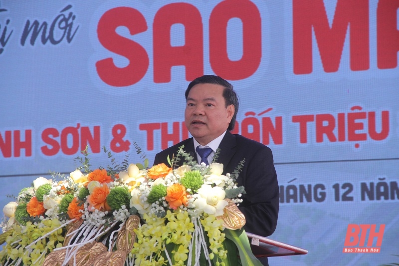 Ông Lê Xuân Quế, Phó Tổng Giám đốc Tập đoàn Sao Mai phát biểu tại buổi lễ.