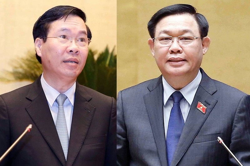 Thường trực Ban bí thư Võ văn Thưởng (trái) và Chủ tịch Quốc hội Vương Đình Huệ tại hội nghị ngày 03/11 vừa qua - Ảnh: TTXVN