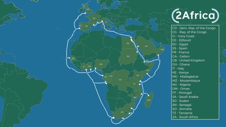 Tuy nhiên, 2Africa, dự án cáp dưới biển lớn nhất thế giới, vẫn có sự góp mặt của công ty Trung Quốc.