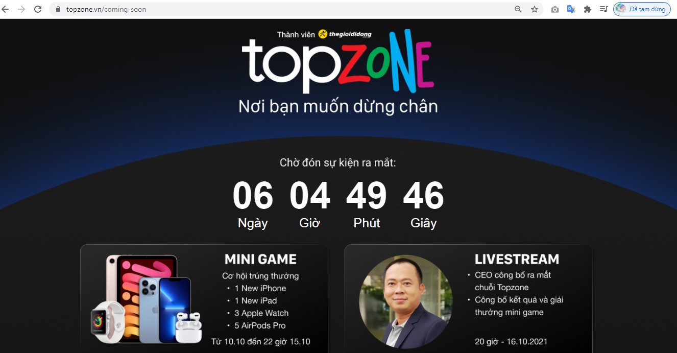 Tuần trước, Thế giới Di động đã gây tò mò khi cho ra mắt website của chuỗi TopZone.