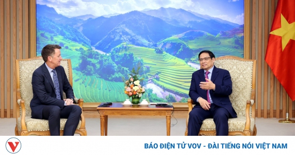 Thủ tướng Phạm Minh Chính tại buổi tiếp ông Andy Campion, Giám đốc điều hành Tập đoàn Nike đang có chuyến thăm Việt Nam.. Ảnh VOV.