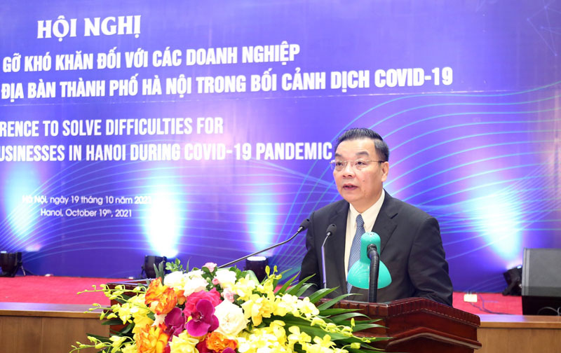 Chủ tịch UBND thành phố Hà Nội Chu Ngọc Anh phát biểu bế mạc hội nghị.