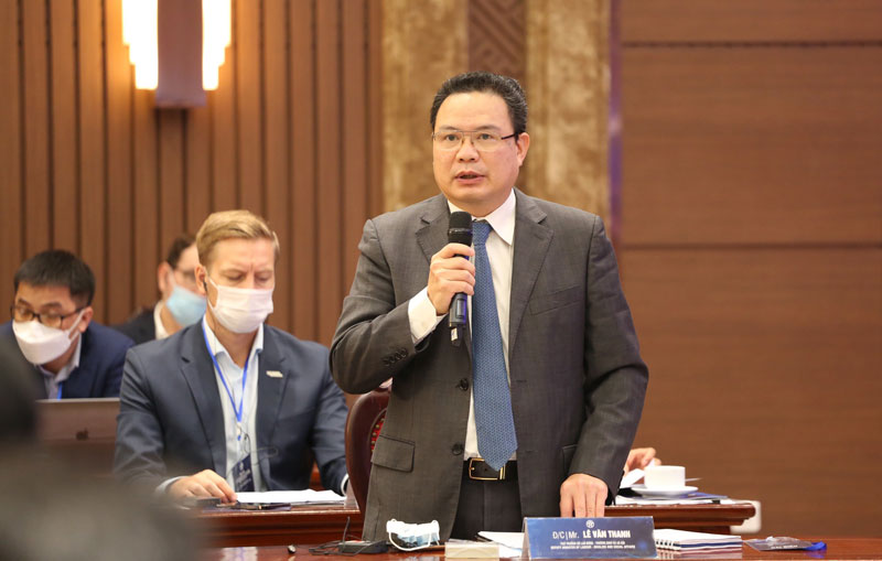 Thứ trưởng Bộ Lao động Thương binh và Xã hội Lê Văn Thanh phát biểu tại hội nghị.