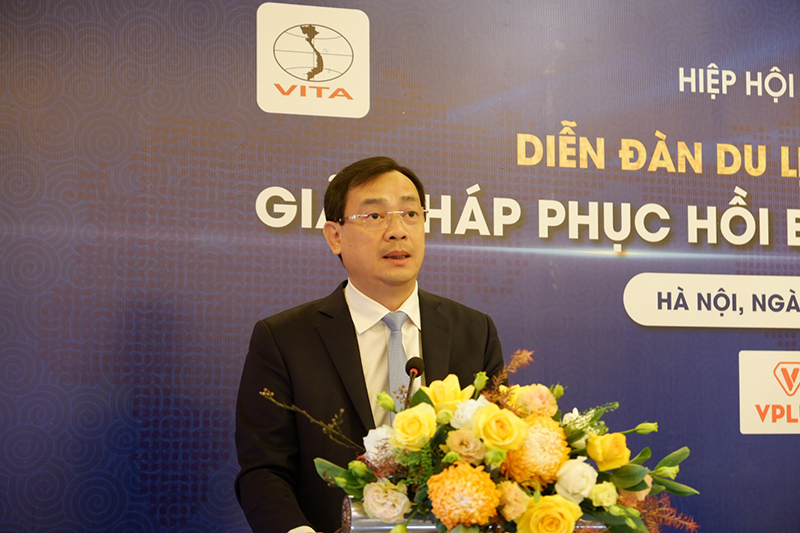 Tổng cục trưởng Tổng cục Du lịch Nguyễn Trùng Khánh phát biểu tại diễn đàn.