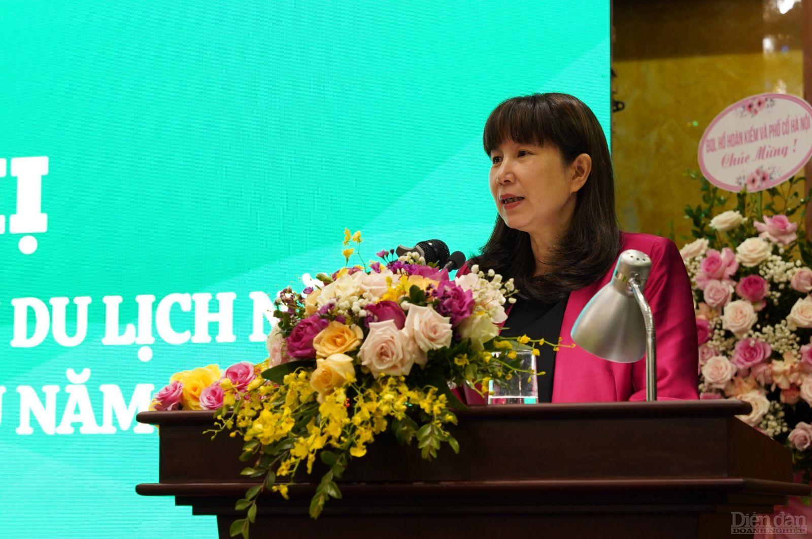 Giám đốc Sở Du lịch Hà Nội Đặng Hương Giang phát biểu tại hội nghị.