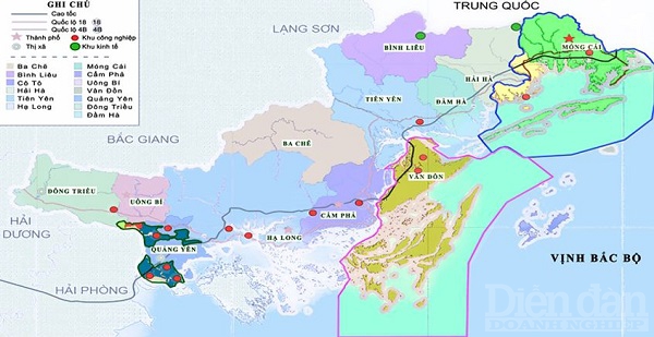 Bản đồ các KKT, KCN trên địa bàn tỉnh Quảng Ninh