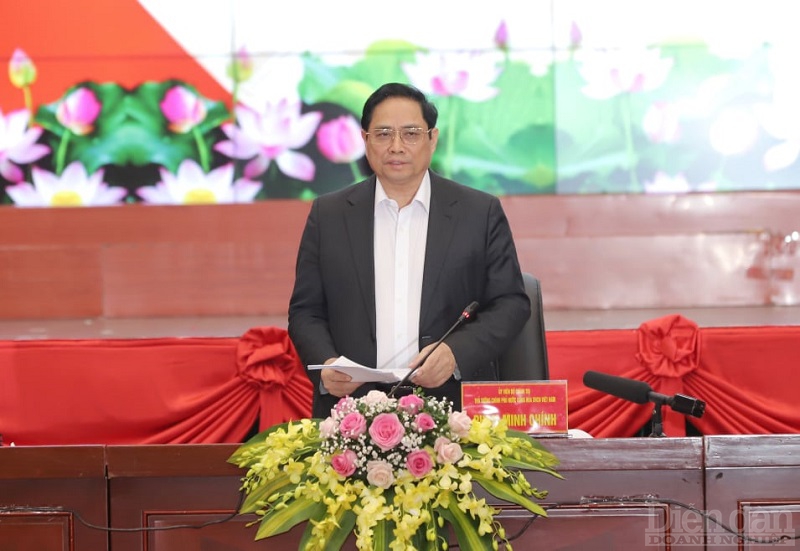 Thủ tướng Chính phủ Phạm Minh Chính phát biểu tại cuộc làm việc (Ảnh: Đàm Thanh)