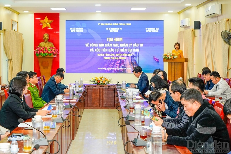 Tọa đàm về công tác giám sát, quản lý đầu tư và xúc tiến đầu tư huyện Tiên Lãng, Vĩnh Bảo (Ảnh: Đàm Thanh)