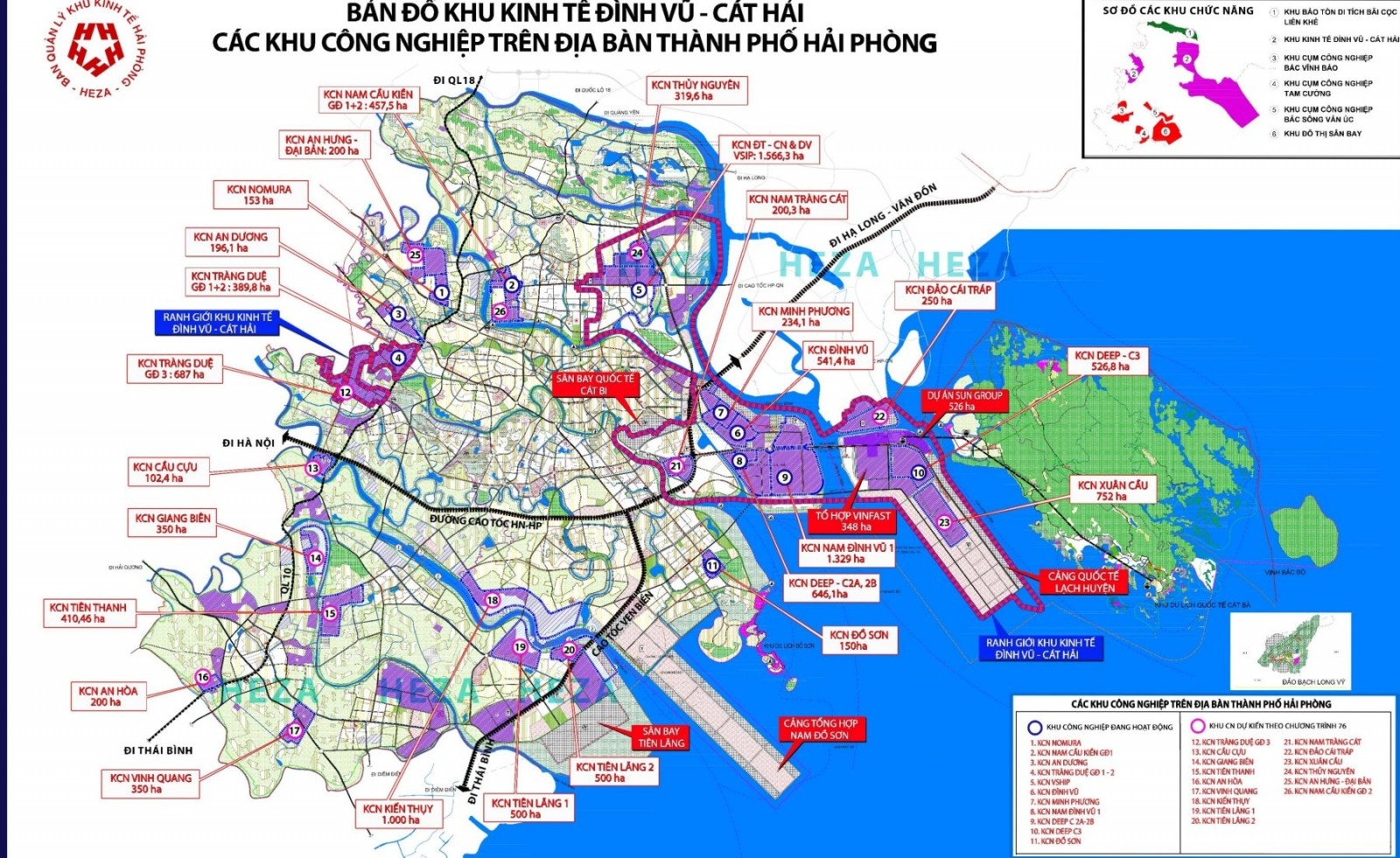 Bản đồ hiện trạng các KCN thuộc KKT Đình Vũ – Cát Hải
