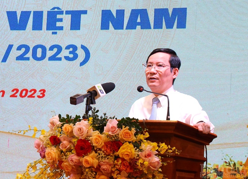 Chủ tịch VCCI Phạm Tấn Công phát biểu tại chương trình gặp mặt kỷ niệm ngày Doanh nhân Việt Nam tại tỉnh Thái Bình