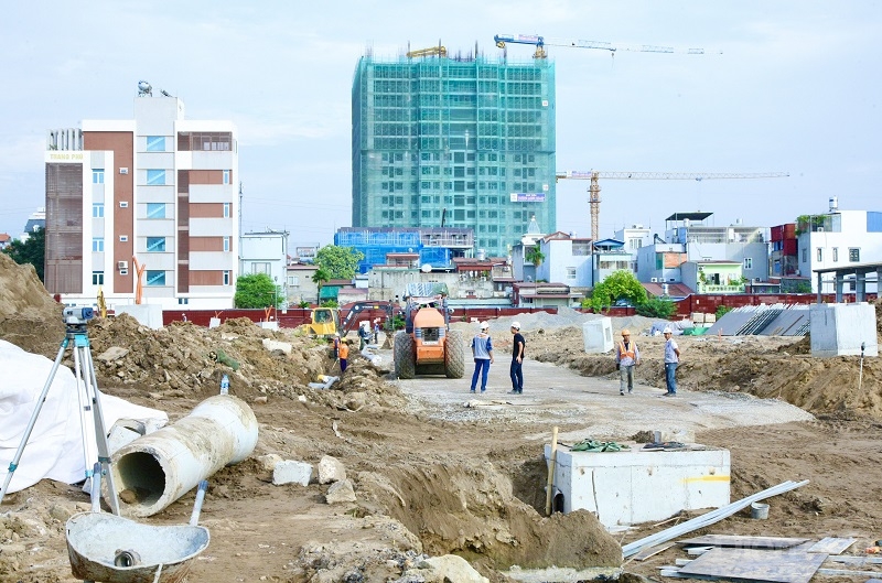 Các hạng mục dự án khu nhà ở xã hội tại Tổng kho 3 Lạc Viên (quận Ngô Quyền) đang được chủ đầu tư và nhà thầu triển khai thi công 